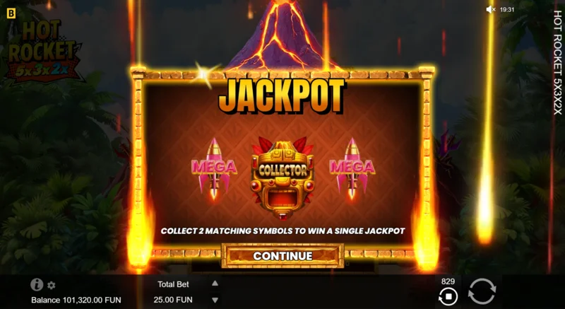 Hot Rocket 5x 3x 2x - pokretanje Jackpot Spins-a sa raketom kolektorom u centru