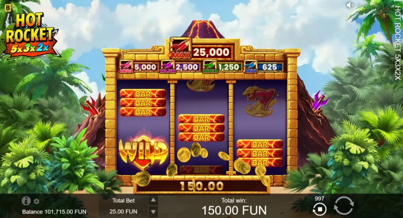 Hot Rocket 5x 3x 2x - dobitak sa trostrukim Wild-om na prvoj isplatnoj liniji
